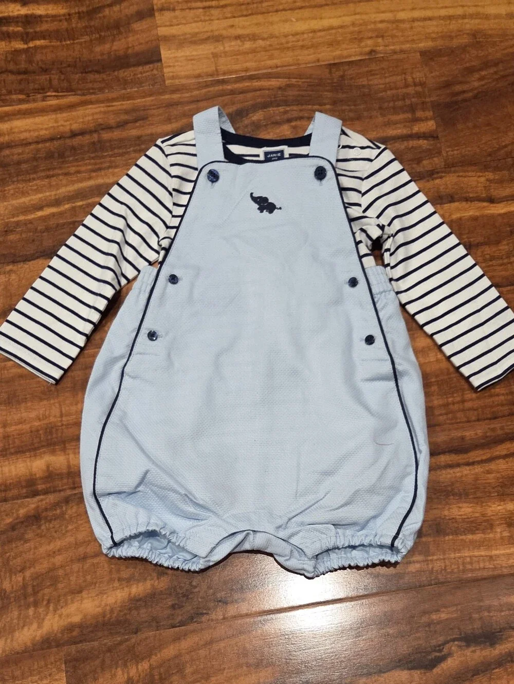 Janie and Jack NWT 6-12 Months Striped Bodysuit, Elephant Shortalls and Sweater